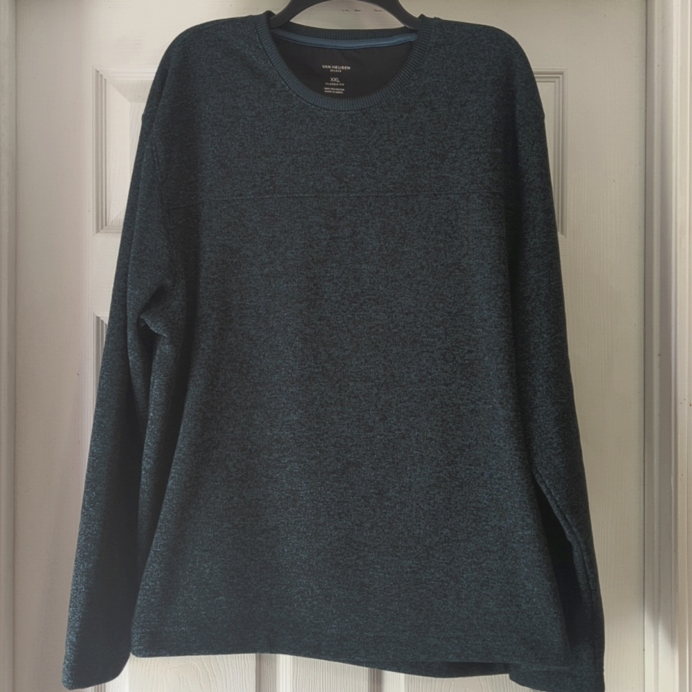 Van Heusen Flex Mens XXL Classic Fit Long Sleeve Heathered Teal Marled Shirt